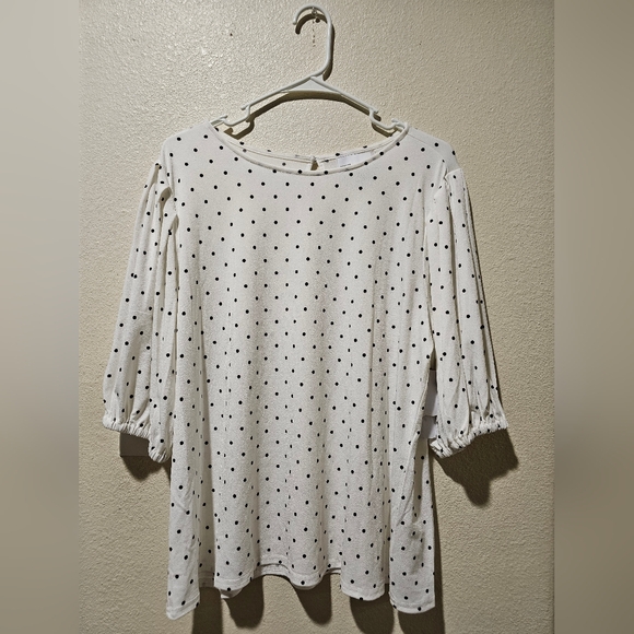 Nostrom Rack blouse XL Ivory and Black dots - Picture 4 of 7